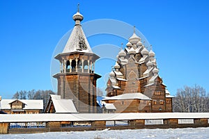 The complex Manor Bogoslovka at sunny winter day.