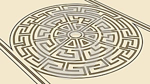 Complex Maze Pattern: Labyrinthine Geometric Design, vector design Generative AI