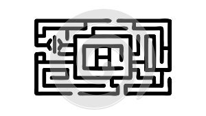 Complex Maze - Problem Solving Challenge Icon, vector design Generative AI