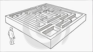 Complex Maze Puzzle with an Entrance and Exit, vector design Generative AI