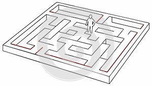 Complex Maze Puzzle Outline, vector design Generative AI