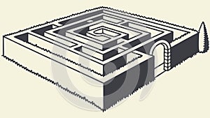 Complex Maze Puzzle Vector Illustration, Mind Game Challenge, vector design Generative AI