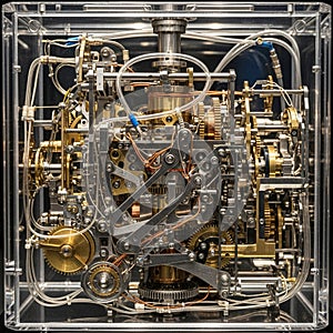 Complex mechanical device enclosed in a