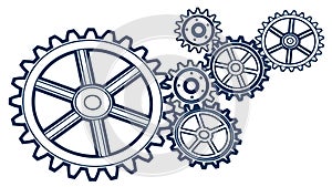 Complex Mechanical Gears Industrial Design, vector design Generative AI
