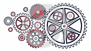 Complex mechanical gears technology industrial process cogs, vector design Generative AI