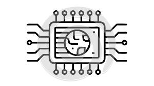 Complex Microchip with Integrated Circuitry, AI Technology, vector design Generative AI