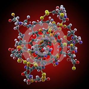 Complex molecular structure model with multiple atoms