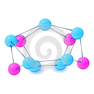 Complex molecule icon, isometric style