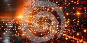 A complex network of computer technologies and data processing in a futuristic setting. Concept