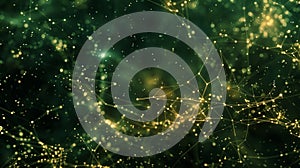 Complex Network Connection, Abstract Technology Background, Glowing Dots And Lines