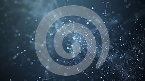 Complex network connection with luminous dots and lines, abstract technology background