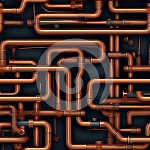 Complex Network of Copper Pipes. Generative ai