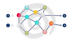Complex Network Diagram with Interconnected Nodes, vector design Generative AI