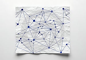 Complex network graph with interconnected nodes and directional edges