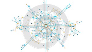 Complex network graph with interconnected nodes and edges