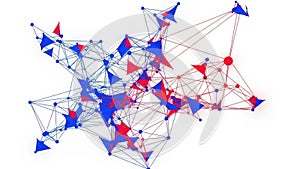 Complex network graph with interconnected nodes and triangles
