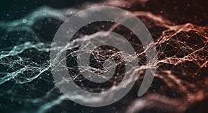 A complex network of interconnected lines and nodes creates a digital web-like