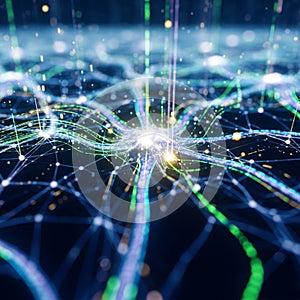 A complex network of interconnected lines and points resembling