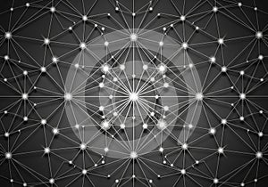 A complex network of interconnected nodes and lines forms an