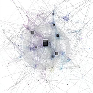 Complex network of interconnected nodes and links in abstract design