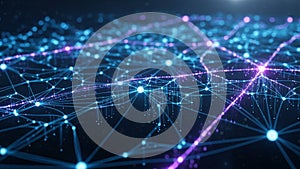 And purple nodes are linked by glowing lines forming an abstract mesh