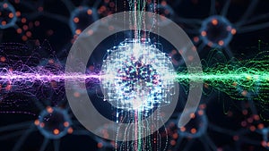 Complex network structure with interconnected nodes and data streams