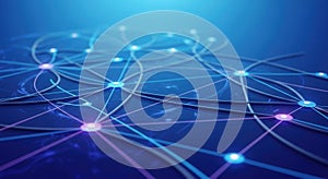 Complex network structure with interconnected nodes and lines