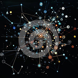 Complex network visualization of digital connections and data interactions