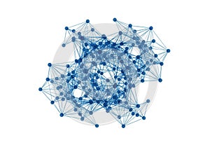 Complex network visualization of interconnected nodes and pathways