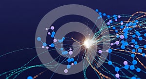 Complex neural network connections burst with light