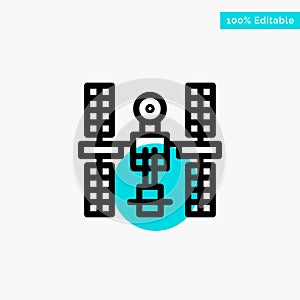 Complex, Orbital, Platform, Satellite, Space turquoise highlight circle point Vector icon