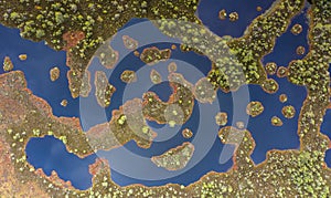 Complex peatland landscape pattern with pools, islands and ridges