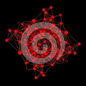 Abstract Red Network Connections on Black Background