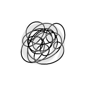 Complex line. Complicated way. Messy ball concept. Loading idea vector process.