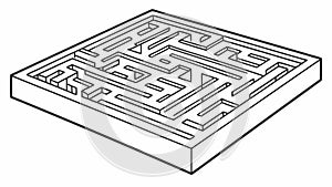 Complex Square Maze Puzzle Game Design Element, vector design Generative AI