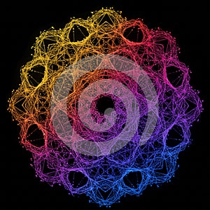 A complex, symmetrical, and intricate geometric design composed of interconnected