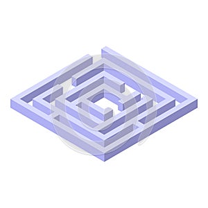 Complex three dimensional light blue labyrinth on a white background