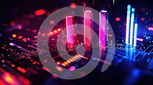 Complex wave, data streams are flowing and processing on board, creating a stunning visualization of technological