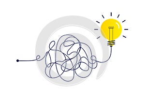 Complex way from start to idea hand draw style photo