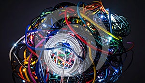 Complex Web of Illuminated Data Wires