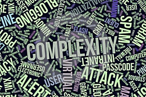 Complexity, conceptual word cloud for business, information technology or IT.