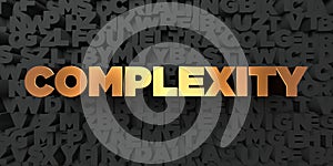 Complexity - Gold text on black background - 3D rendered royalty free stock picture