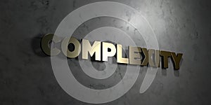 Complexity - Gold text on black background - 3D rendered royalty free stock picture