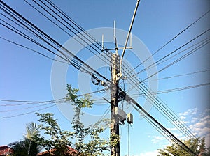 Complexity of wire pole in Thailand