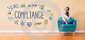Compliance concept with woman in a thoughtful pose