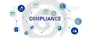compliance icon set concept of company orgenization comply with regulationsgovernance management aspect