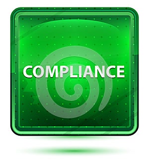 Compliance Neon Light Green Square Button