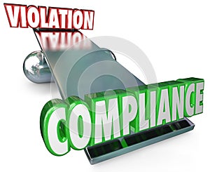 Compliance Vs Violation See-Saw Balance Following Rules Laws photo