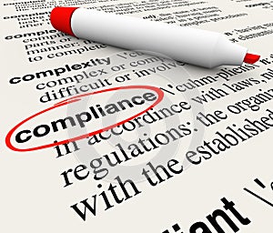 Compliance Word Dictionary Definition Word Meaning