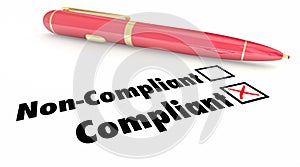 Compliant Check Box Pen Mark Non Compliance